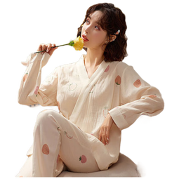 婧麒（JOYNCLEON）月子服春夏款孕妇哺乳睡衣产后外出棉纱布透气不闷 L Jyz179351