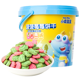小鹿蓝蓝精选菠菠草莓饼干108g 宝宝零食儿童磨牙手指饼干零食 1桶