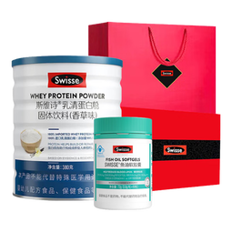 Swisse斯维诗乳清蛋白粉380g补充蛋白质成人运动健身中老年人营4养品 香草味380g*1罐+鱼油90粒(礼盒装)