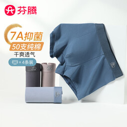 芬腾七夕礼物内裤男式2025年内裤中腰简约平角内裤4条装 灰色/墨兰/灰紫/蓝色 4条 L