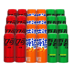 可口可乐（Coca-Cola）无糖混合装可乐雪碧芬达碳酸饮料汽水330ml 整箱新老包装随机发 零糖混合装330ml*24罐（各8罐）