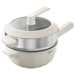 美的（Midea）电炒锅 电蒸锅 电煮锅电火锅家用多功能锅炒菜锅插电蒸煮一体锅炒菜专用蒸煮煎炒1600W双管火力 3.5L 国家补贴【升级不锈钢蒸笼】HCG25