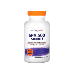 OmegaVia EPA 500Omega-3鱼油软凝胶500毫克 120粒 关节润滑护心血脂健康