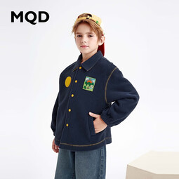 马骑顿（MQD）童装男大童秋季潮酷休闲翻领外套 藏青 110