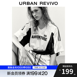UR2025夏季新款女装时尚休闲撞色条纹印花超短款T恤UYV450060 米白 (衣长偏短) XS
