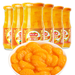 欢乐家&奶龙 橘子罐头256g*6瓶 糖水水果桔子罐头 方便速食休闲零食品