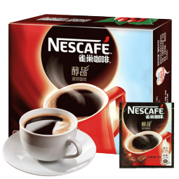 雀巢（Nestle）醇品速溶美式黑咖啡粉无蔗糖添加 油切苦冷萃美式纯咖啡粉 48杯一盒装【含杯勺】
