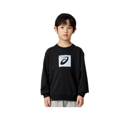 asics亚瑟士童装男女儿童中大童圆领印花休闲卫衣LOGO款 001黑色 110 cm