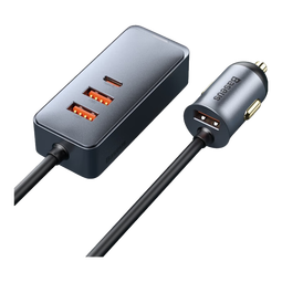 倍思（Baseus）车载充电器 点烟器一拖二/三多口pd快充转换器扩展120W 3U+1C 充电器