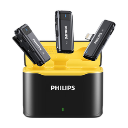 飞利浦（PHILIPS）【国家补贴】无线领夹麦克风一拖二直播收音麦vlog主播户外短视频采访直插式降噪话筒DLM3545V