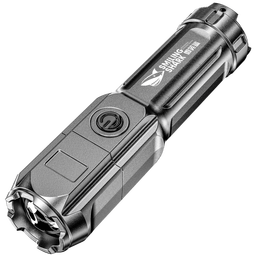 微笑鲨 强光手电筒充电式小型便携超亮家用户外远射超长续航 伸缩调焦【高亮灯芯】300米