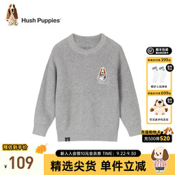 暇步士（Hush Puppies）童装儿童男女大童秋冬装新款套头舒适混纺时尚休闲线衣 花灰 105 cm