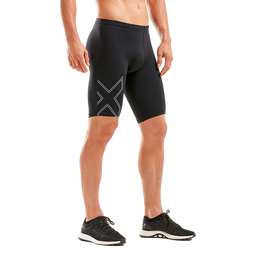 2XU Aspire系列压缩短裤 专业运动紧身裤男跑步训练速干五分健身裤 黑色 S