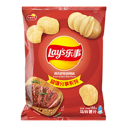 乐事（Lay's） 薯片休闲零食膨化食品 135克袋装 大包装零食 多种混合口味 得克萨斯烧烤味