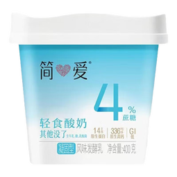 简爱简爱轻食400g酸奶0%蔗糖4%蔗糖 配料纯净风味发酵乳早餐代餐 轻食4%蔗糖400g*3桶