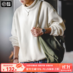马登工装 美式休闲摇粒绒卫衣立领cityboy宽松慵懒无帽套头衫男秋 米白色 S