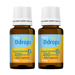 Ddrops滴卓思 维生素D3滴剂drops成人新生婴儿童全年龄液体钙吸收vd3 【出生-1岁】D3滴剂400IU*2瓶