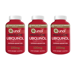 Qunol还原型辅酶Q10胶囊100mg120粒*3装水脂全溶超级泛醇美国原装进口 【囤货装吃一年】超级泛醇120*3