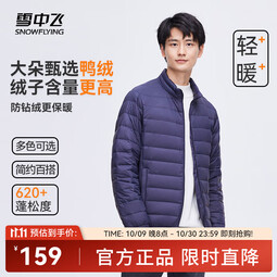 雪中飞男女立领秋羽绒百搭轻薄鸭绒立领修身轻盈隐藏式口袋 青靛蓝|5067-男 4XL 195/112A