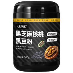 盖亚农场黑芝麻核桃黑豆粉500g黑米桑椹粉五黑粉谷物粉冲泡即食营养早餐 黑芝麻核桃黑豆粉 500g*1罐