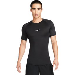 耐克男子紧身轻薄训练上衣冬季举重速干短袖针织NIKE PRO FB7933 010黑/白 S