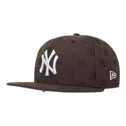 NEW ERA纽亦华MLB棒球帽男女情侣NY满印刺绣羊毛平檐帽5950 60508551-棕色 纽约洋基队 712 59cm