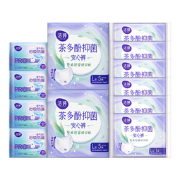 洁婷茶多酚抑菌安睡裤高腰防漏透气夜用大码卫生巾安心裤拉拉裤 L 24条 100-140斤 16条抑菌裤+8片卫生巾
