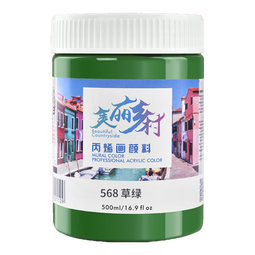 美邦祈富丙烯颜料500ml草绿墙绘涂鸦防水防晒不掉色肌理画颜料美丽乡村系列A8058