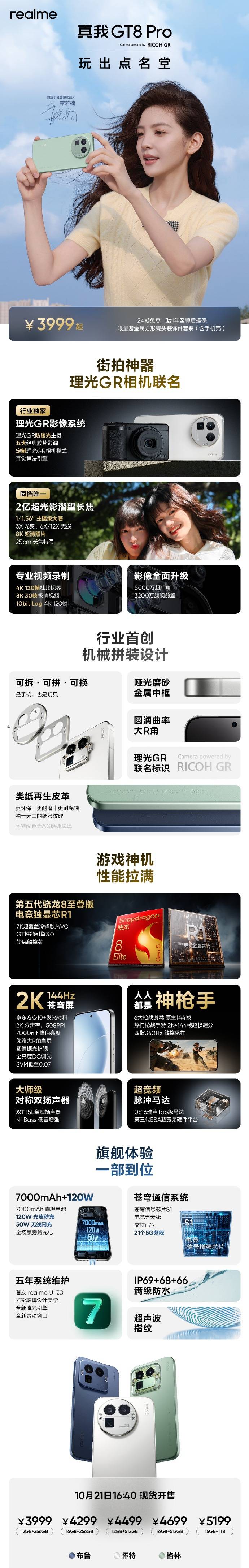 realme真我GT8 Pro手机发布：首创机械拼装设计，售价3999元起