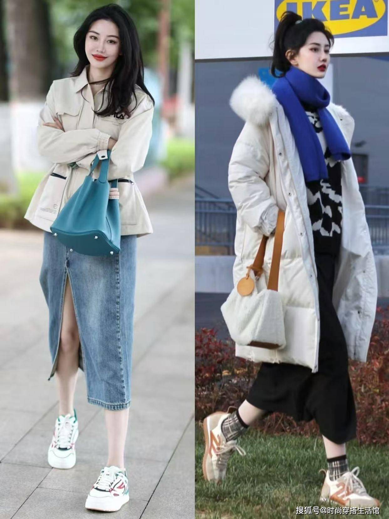 降温后才发现：“裙子+运动鞋”火起来了，这样穿时髦又有女人味