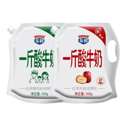 【1斤酸牛奶】多鲜庄园酸奶清新风味发酵乳原味红枣500ml大袋 原味500g*2袋+红枣500g*袋发4袋