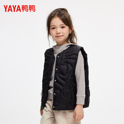 鸭鸭【反季】女童羽绒马甲鸭鸭童装外套2025新款冬季保暖上衣 黑色 110