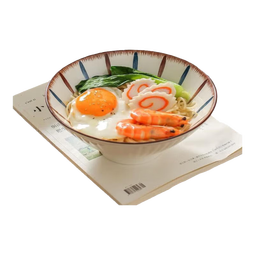 北欧风7英寸拉面斗笠陶瓷泡面面碗餐具家用日式汤碗高脚下彩工艺 日式7英寸斗笠碗花色随机4个装