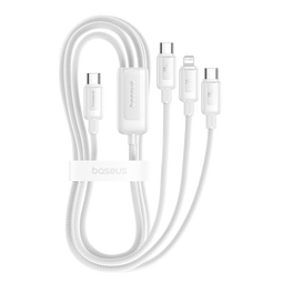 倍思数据线三合一充电线PD60W快充一拖三适用iphone17/16/15promax华为小米苹果手机ipad车载1.1米白