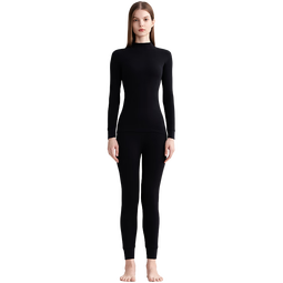 红豆(Hodo)纯棉秋衣秋裤女半高领情侣男士保暖内衣全棉中老年打底棉毛衫套装 女士黑色 M (160) 女士