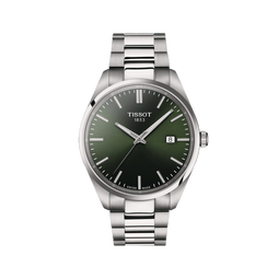 天梭(TISSOT)【官方授权店】瑞士手表 新款PR100系列防水石英腕表 绿盘钢带T150.410.11.091.00