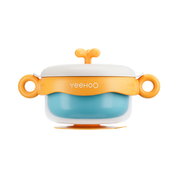 英氏（YEEHOO）辅食碗婴幼儿宝宝专用注水保温碗恒温不锈钢儿童餐具吸盘三件套装 【公主粉】碗+叉勺