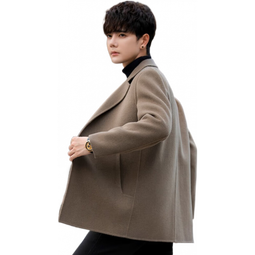 恒源祥冬季毛呢西服上衣男士加厚款外套韩版宽松西装男呢子大衣 咖啡色  S