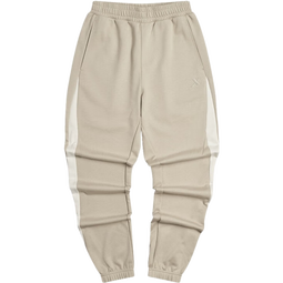 特步男运动长裤秋冬新款宽松休闲束脚裤加绒针织长裤男裤卫裤 浅亚麻/棉花白-常规 S