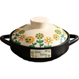 砂锅煲炖锅干烧不裂耐高温干烧家用燃气灶明火可用陶瓷锅干烧锅 小雏菊款干烧锅 适合4-6人 4.0L