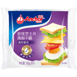 安佳(Anchor)新西兰进口 切达干酪奶酪芝士片高钙100g*2 烘焙原料汉堡