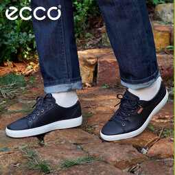 爱步(ECCO)休闲鞋 板鞋男鞋男士平底耐磨皮鞋低帮鞋子男 柔酷7号430004 HL 黑色43000401001 43