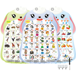 乐乐鱼(leleyu)卡通兔有声早教挂图儿童玩具宝宝识字表墙贴3张男孩女孩生日礼物