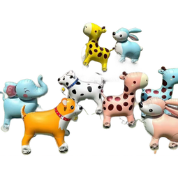 【送充气吸管】新款儿童宝宝生日带轮卡通走路动物气球装饰场景 混搭10个送打气筒