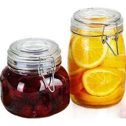 【爆款】密封罐玻璃瓶带盖家用食品腌制瓶子泡菜柠檬百香果蜂蜜罐 500ml三只装(送勺子)