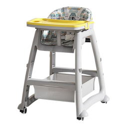 Beeshum肯德基宝宝餐椅婴儿童家用餐桌座椅子吃饭专用酒店同款kfc多功能 豪华款【黄餐盘+pu坐垫+万向轮】