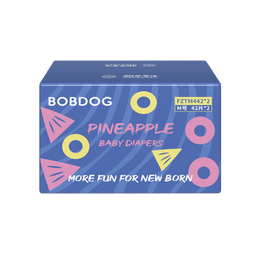 巴布豆(BOBDOG)【老爸抽检】新菠萝纸尿裤M号84片(4.5-8.5KG)尿不湿 超薄透气