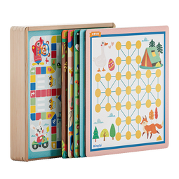 铭塔多功能游戏棋飞行棋五子棋儿童玩具男孩女孩围棋盘 26种玩法+木制棋盘