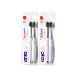 舒客炭丝抑菌牙刷牙缝清洁小头软毛男女情侣成人专用家庭组合装旗舰 炭丝牙刷 2支 牙刷颜色随机