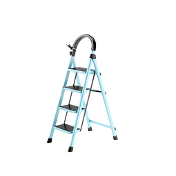 艾瑞科梯子家用折叠梯人字梯楼梯踏步板加厚安全便携多功能登爬楼梯 碳钢雅黑四步梯
